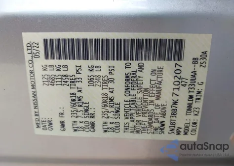 2022 Nissan Rogue Sv Intelligent Awd from USA, damaged, VIN 5N1BT3BB7NC710207